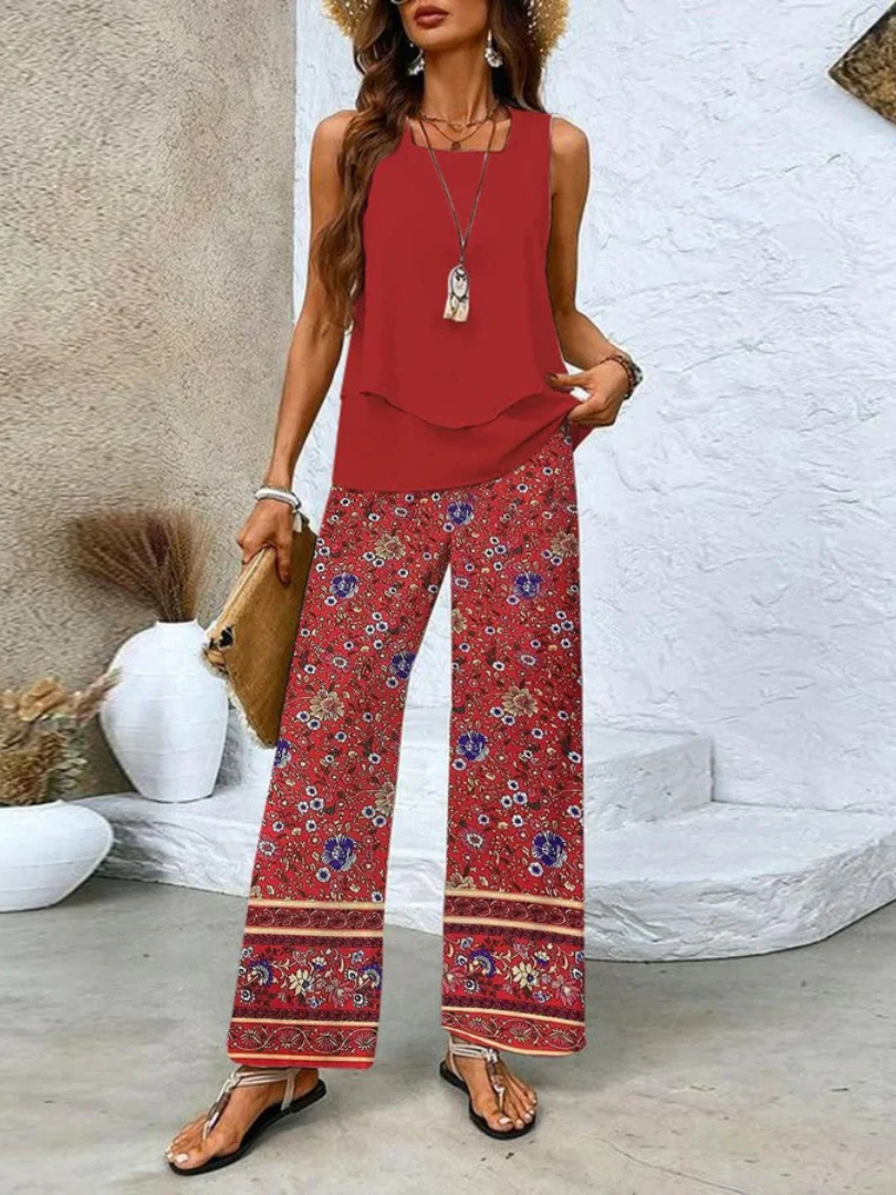 Ovelynra™ | Mouwloze top en wijde broek