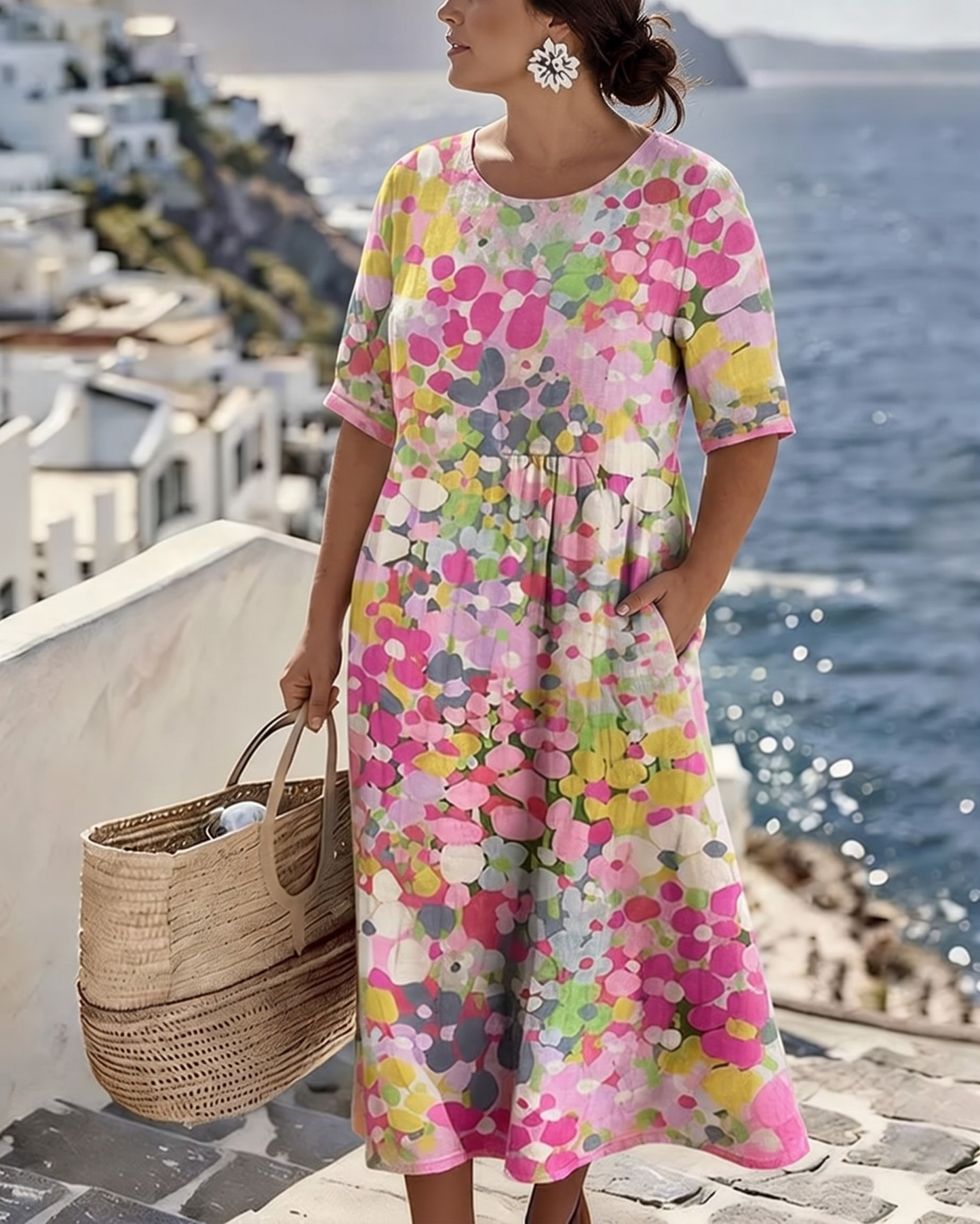 Alena™ | Elegante zomerse midi-jurk met bloemenprint