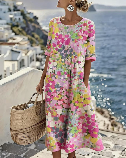 Alena™ | Elegante zomerse midi-jurk met bloemenprint