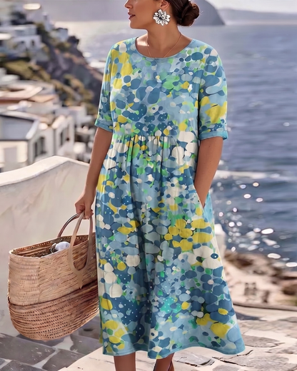 Alena™ | Elegante zomerse midi-jurk met bloemenprint