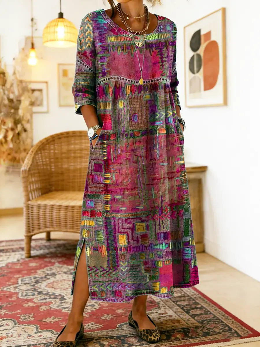 Manuela | Denimjurk met etnisch patchwork