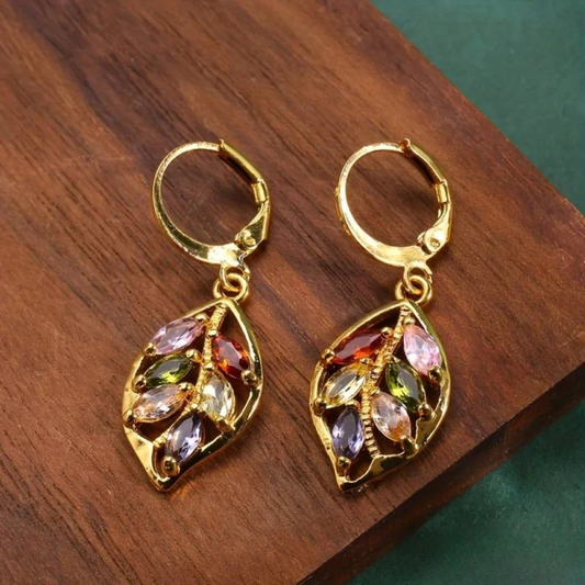 Vintage oorbellen in multikleur goudblad