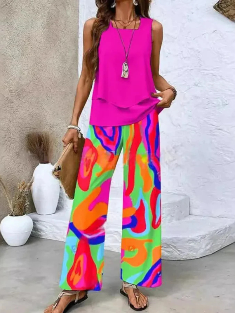 Ovelynra™ | Mouwloze top en wijde broek
