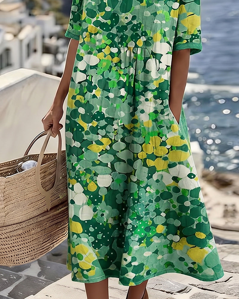 Alena™ | Elegante zomerse midi-jurk met bloemenprint