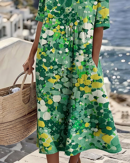 Alena™ | Elegante zomerse midi-jurk met bloemenprint