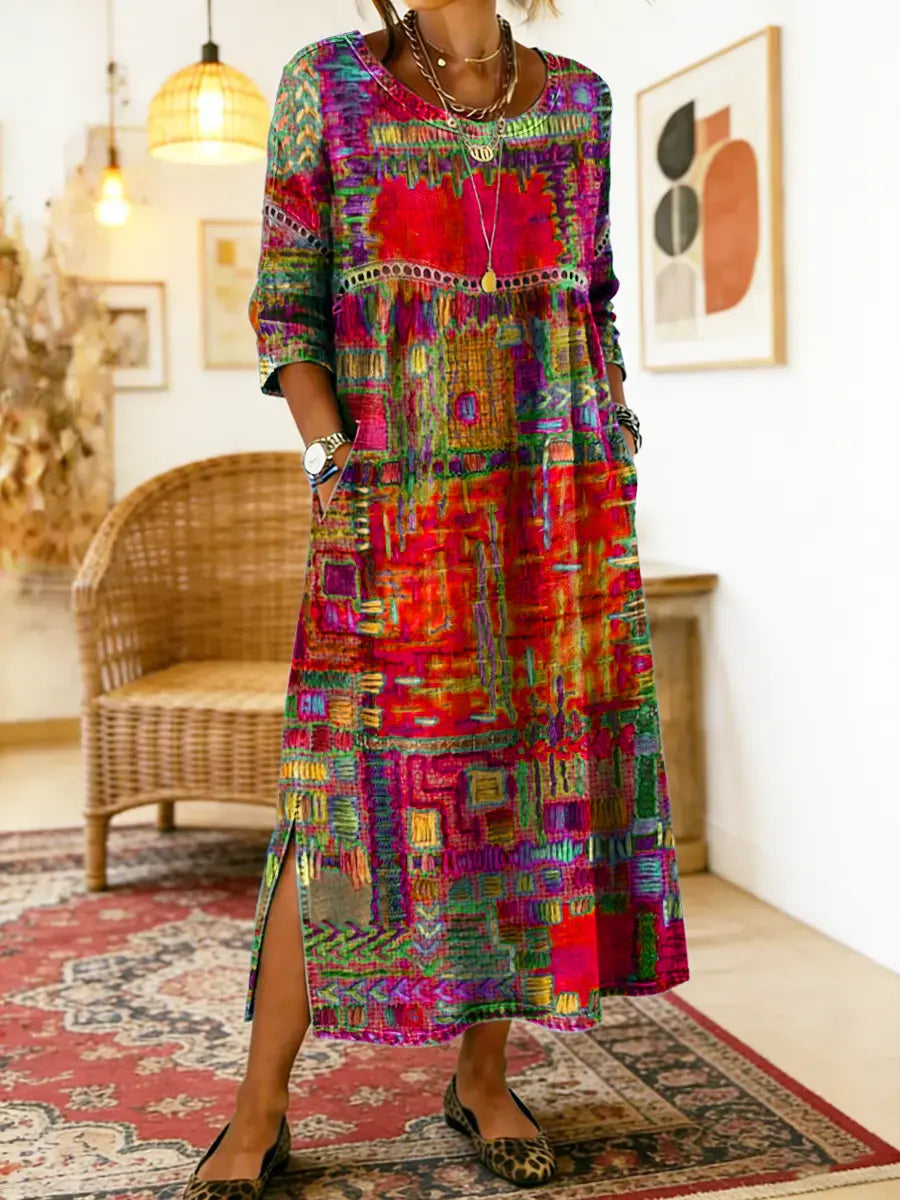 Manuela | Denimjurk met etnisch patchwork