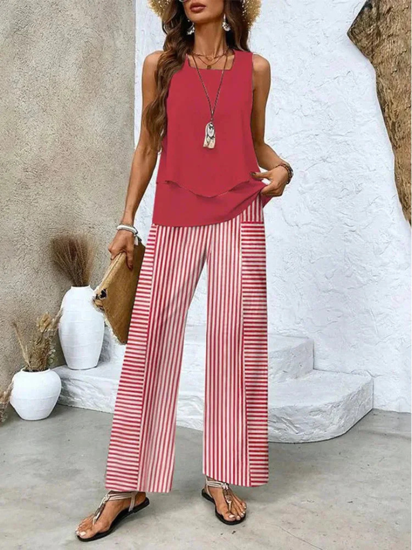 Ovelynra™ | Mouwloze top en wijde broek