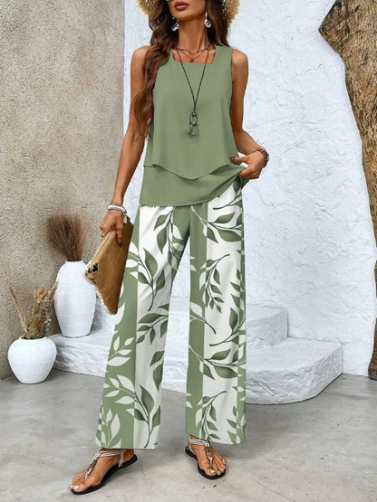 Ovelynra™ | Mouwloze top en wijde broek