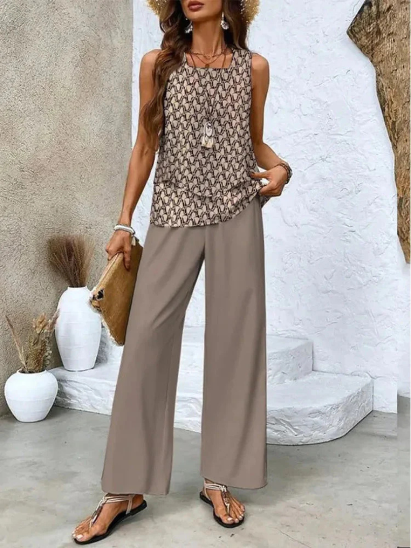 Ovelynra™ | Mouwloze top en wijde broek