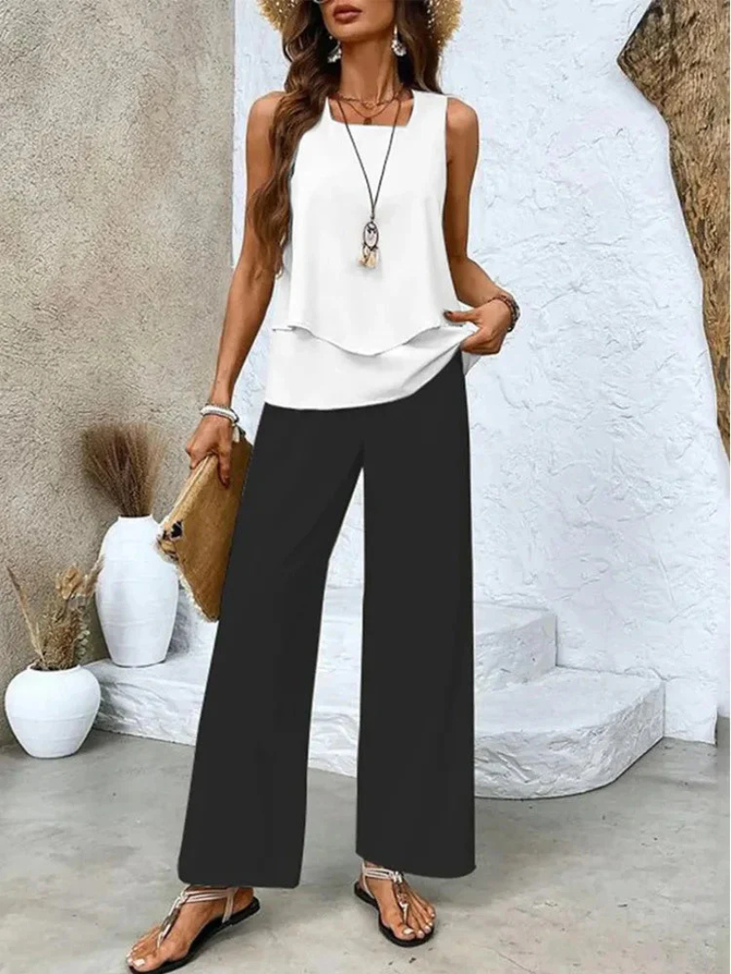 Ovelynra™ | Mouwloze top en wijde broek