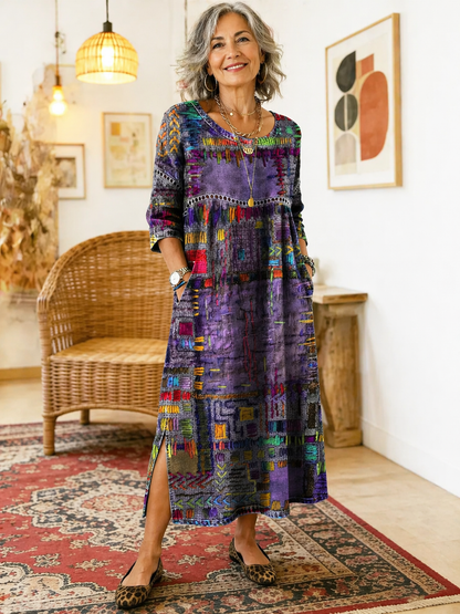 Manuela | Denimjurk met etnisch patchwork
