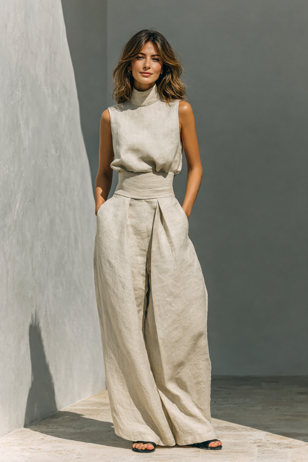 Maria | Minimalistische set met tanktop en brede broek
