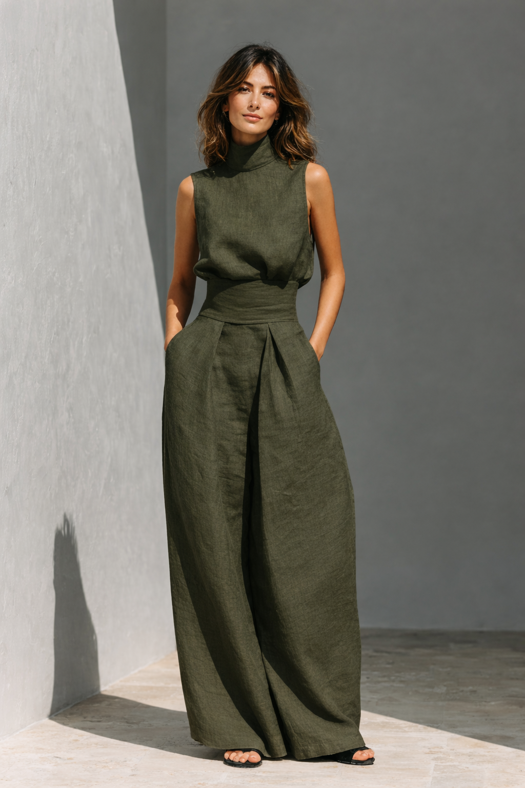 Maria | Minimalistische set met tanktop en brede broek