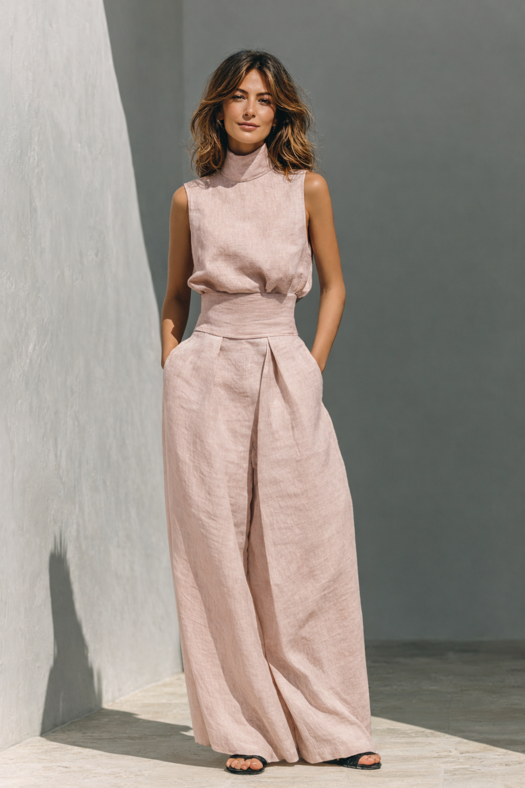 Maria | Minimalistische set met tanktop en brede broek