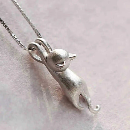 Vrolijke ketting met zilveren katje 925