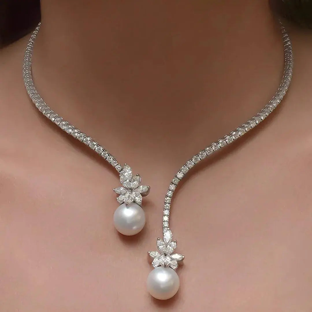 Elegante en stralende ketting met sterling zilveren parels