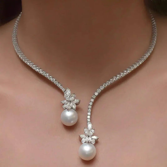 Elegante en stralende ketting met sterling zilveren parels