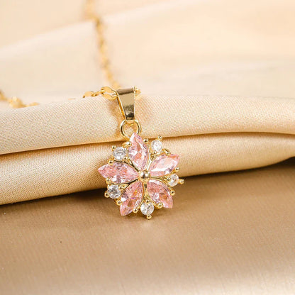 Sakura roze romantische ketting in roestvrij staal