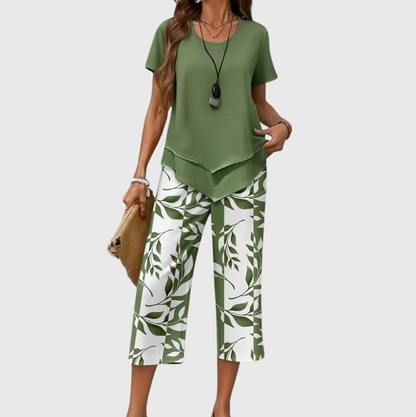 Avy™ | Casual tweedelige set met bladprint