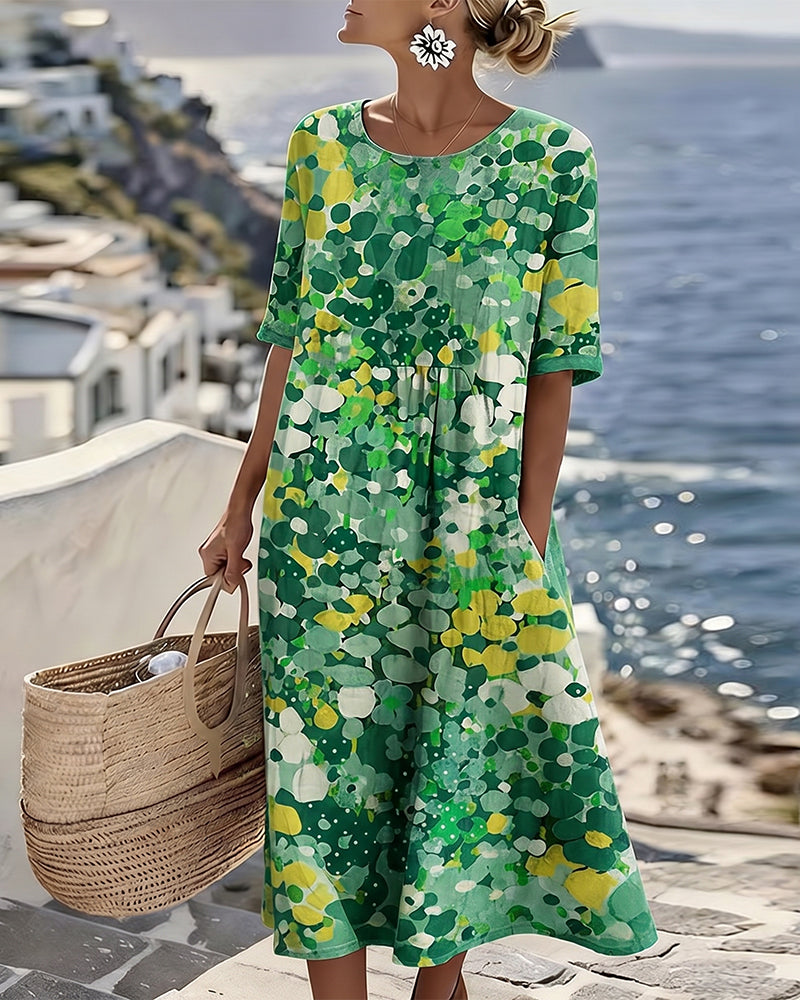 Alena™ | Elegante zomerse midi-jurk met bloemenprint