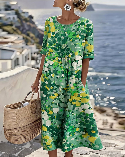 Alena™ | Elegante zomerse midi-jurk met bloemenprint