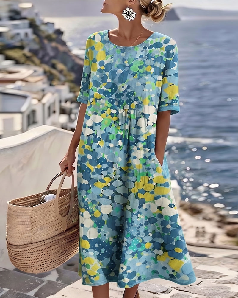 Alena™ | Elegante zomerse midi-jurk met bloemenprint