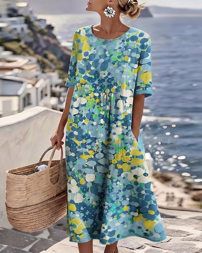 Alena™ | Elegante zomerse midi-jurk met bloemenprint