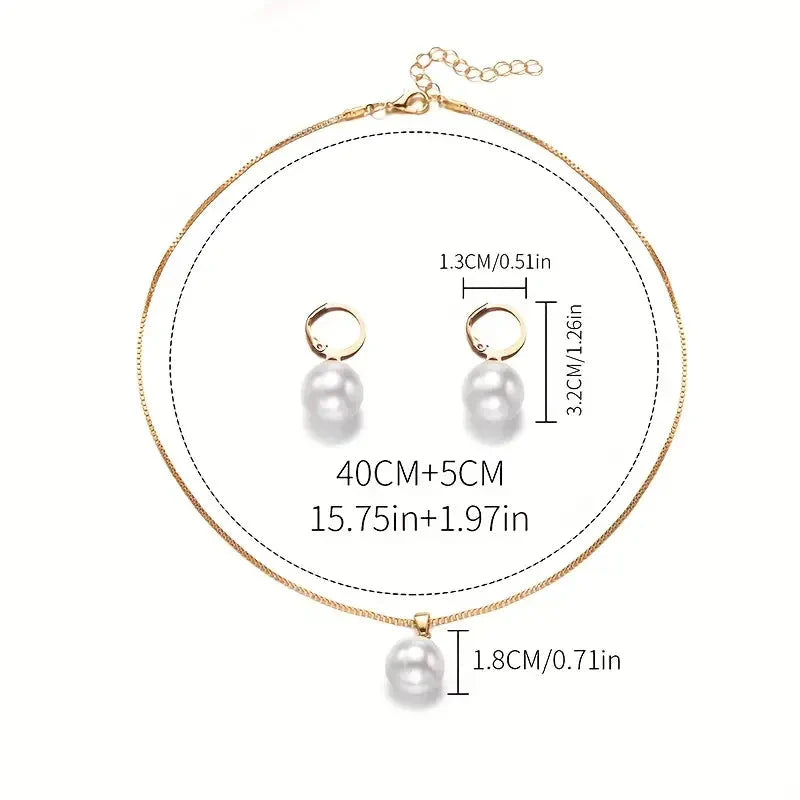 Elegante sierlijke parel halsketting set
