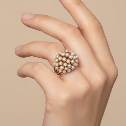 Elegante ingelegde gouden ring met parel