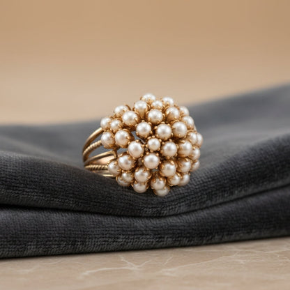 Elegante ingelegde gouden ring met parel