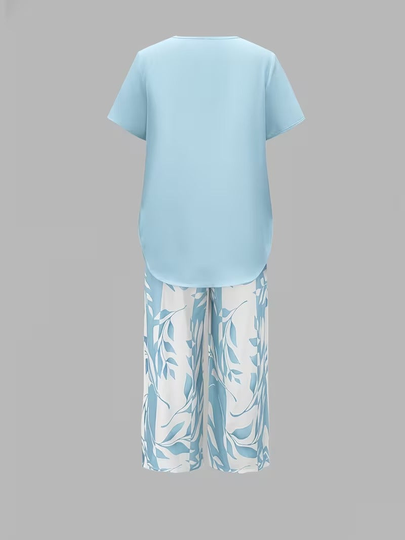 Avy™ | Casual tweedelige set met bladprint