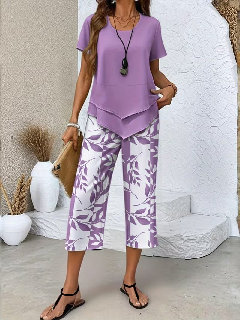 Avy™ | Casual tweedelige set met bladprint