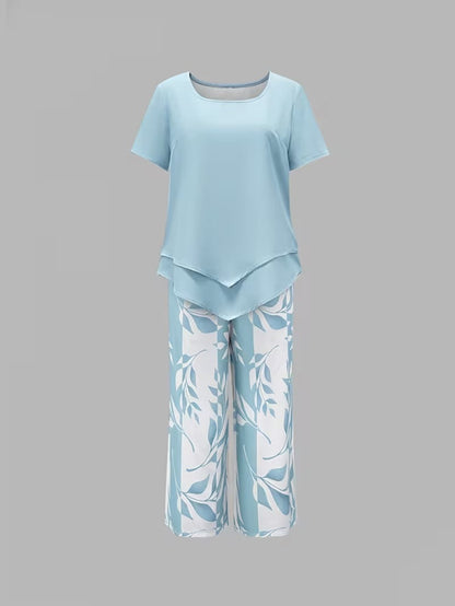 Avy™ | Casual tweedelige set met bladprint