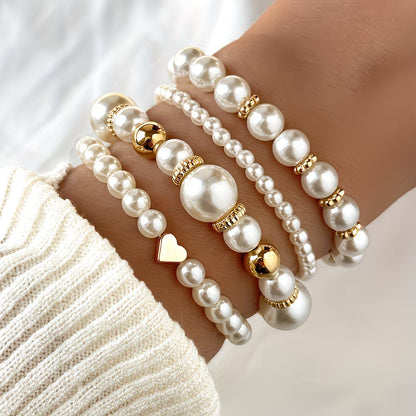 Parel stapelarmband set van 4