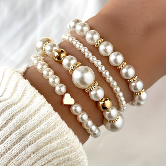Parel stapelarmband set van 4