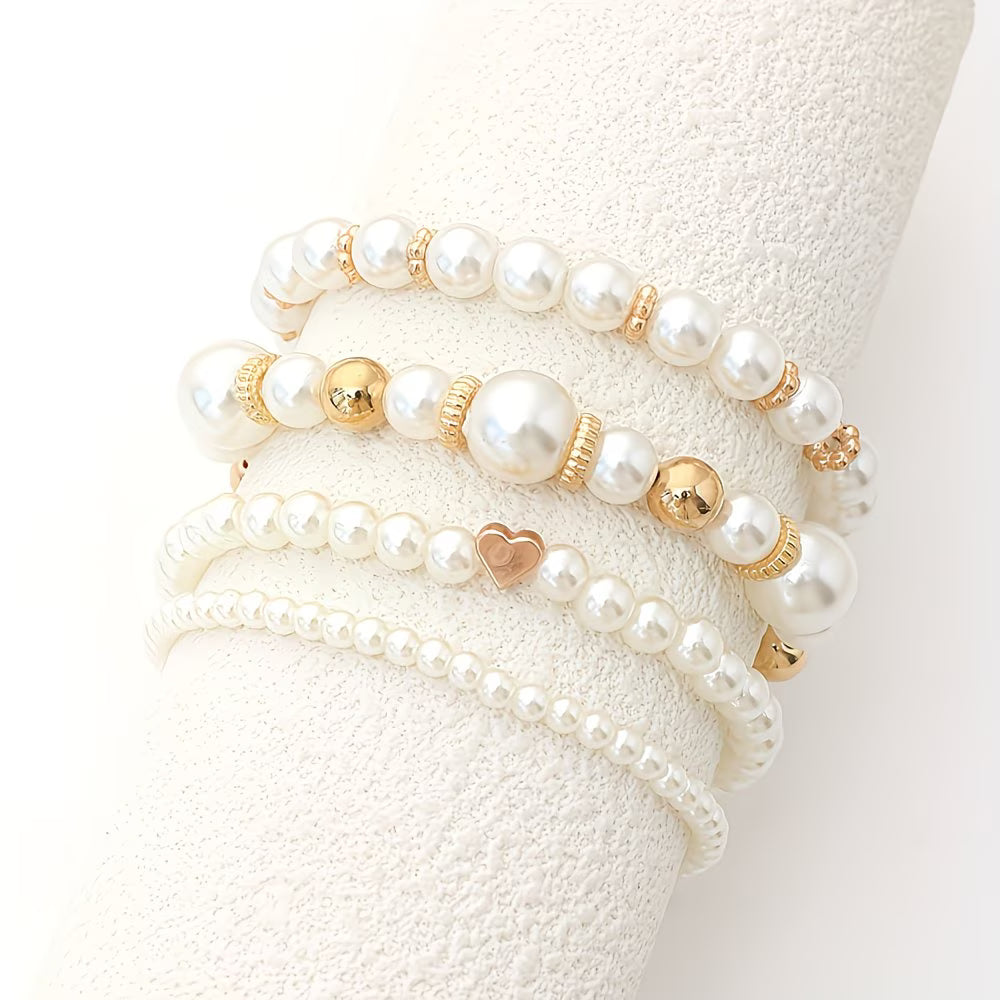 Parel stapelarmband set van 4
