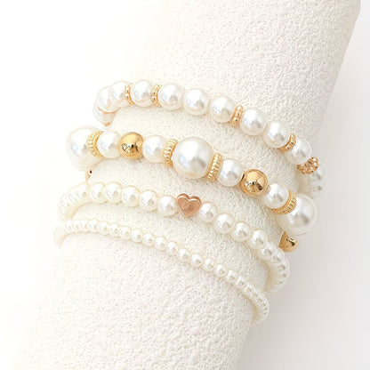 Parel stapelarmband set van 4