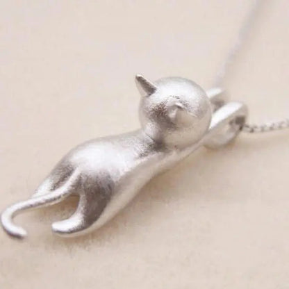 Vrolijke ketting met zilveren katje 925