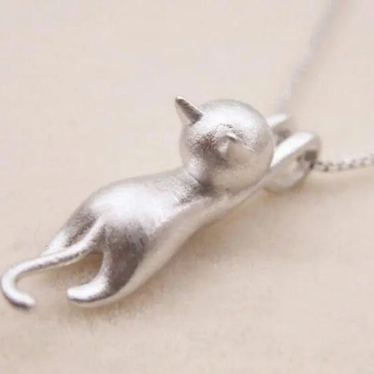 Vrolijke ketting met zilveren katje 925