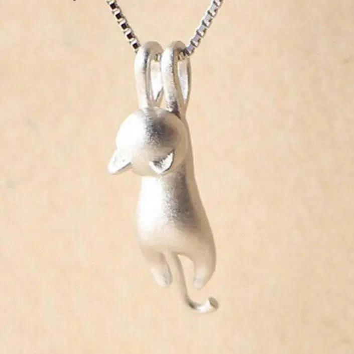 Vrolijke ketting met zilveren katje 925