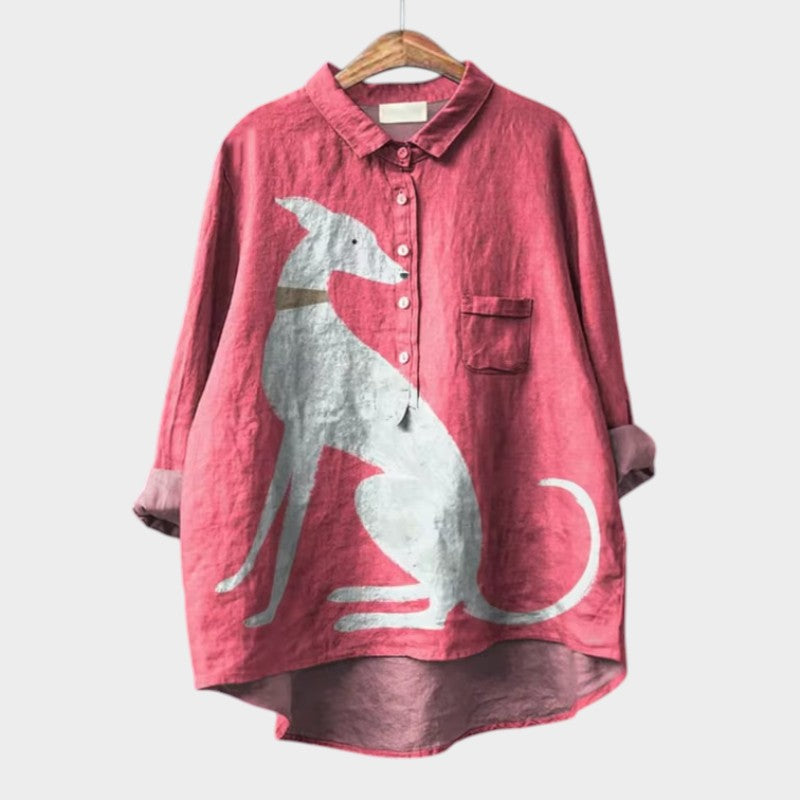 Lotte | Exclusieve damesblouse met hondenprint