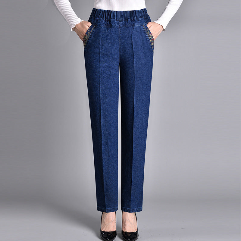 Fleur | Damesjeans met zijzakken en elastische taille