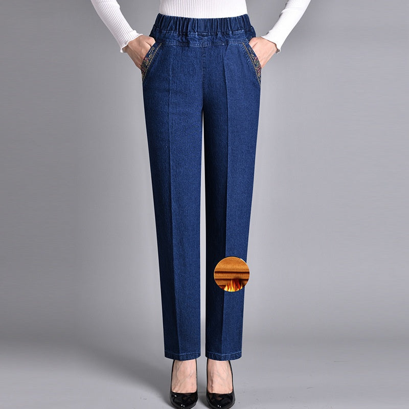 Fleur | Damesjeans met zijzakken en elastische taille