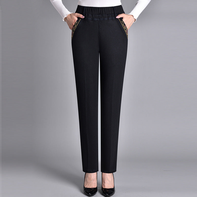 Fleur | Damesjeans met zijzakken en elastische taille