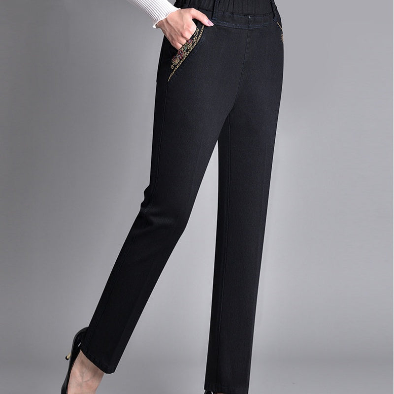 Fleur | Damesjeans met zijzakken en elastische taille