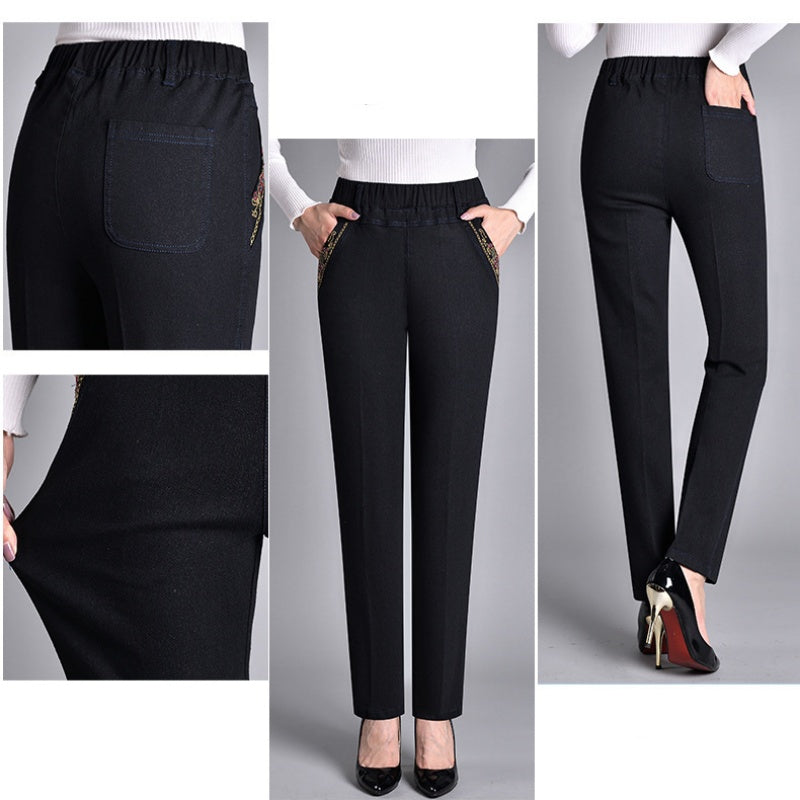 Fleur | Damesjeans met zijzakken en elastische taille
