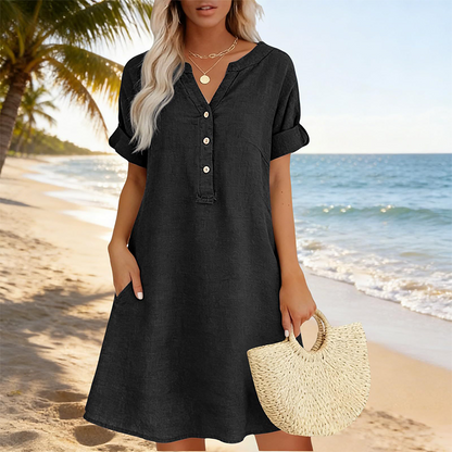 Casual tuniek met V-hals en zakken voor dames
