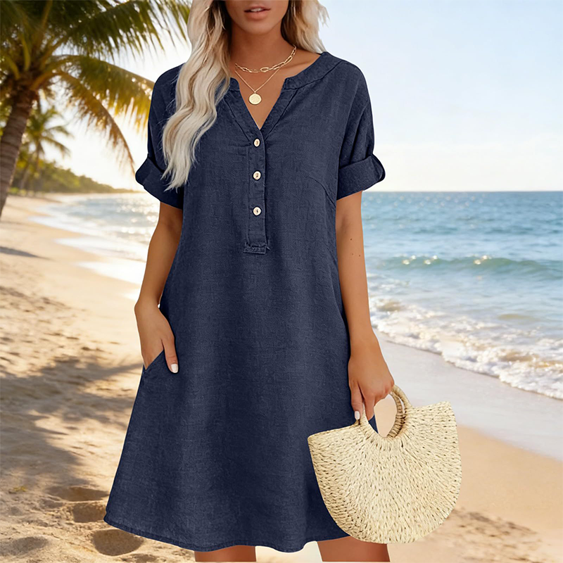 Casual tuniek met V-hals en zakken voor dames