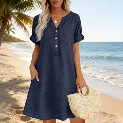 Casual tuniek met V-hals en zakken voor dames