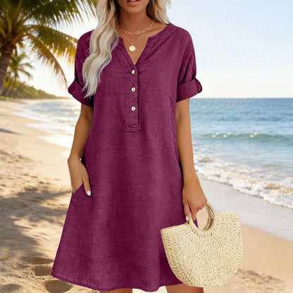 Casual tuniek met V-hals en zakken voor dames